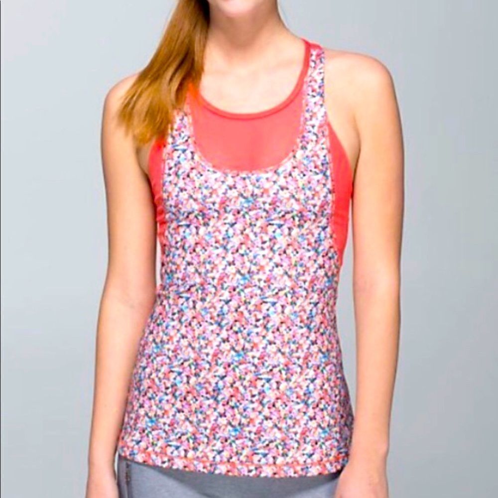 Rare Lululemon “Mesh‎ With Me Tank” Floral Tank